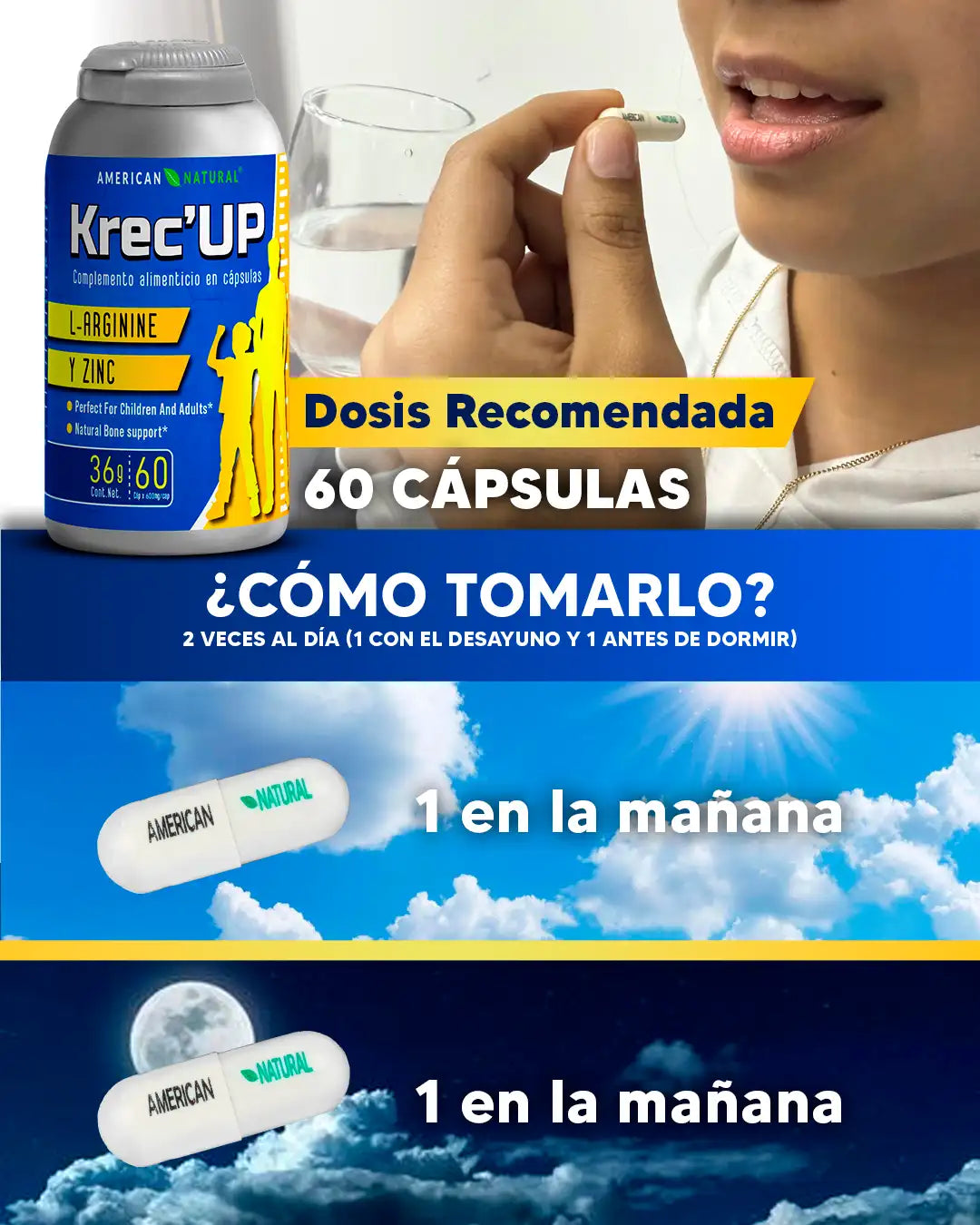 KREC’UP ORIGINAL – Suplemento Natural para Crecimiento (9-22 años) + e-Book GRATIS ~ Los 8 Secretos para Crecer