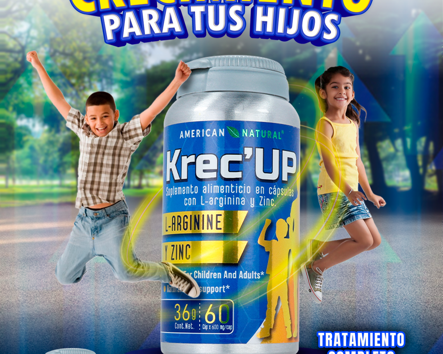 KREC’UP ORIGINAL – Suplemento Natural para Crecimiento (9-22 años) + e-Book GRATIS ~ Los 8 Secretos para Crecer
