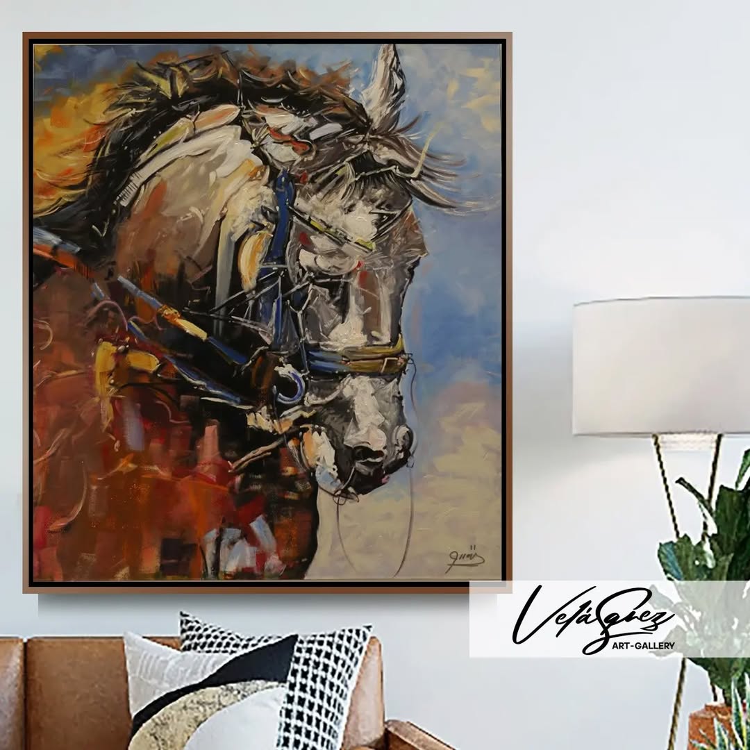 🐎 CUADRO ABSTRACTO DE CABALLO FUERTE