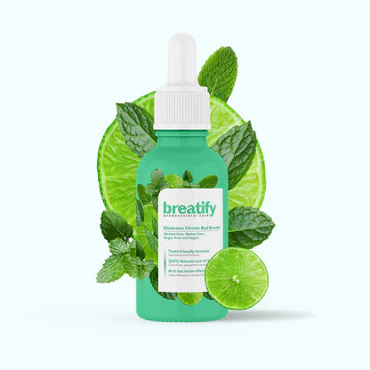 Breatify – Gotas naturales anti-mal aliento | Elimina 99 % bacterias, frescura 12 h, fórmula sin alcohol/gluten, 30 ml