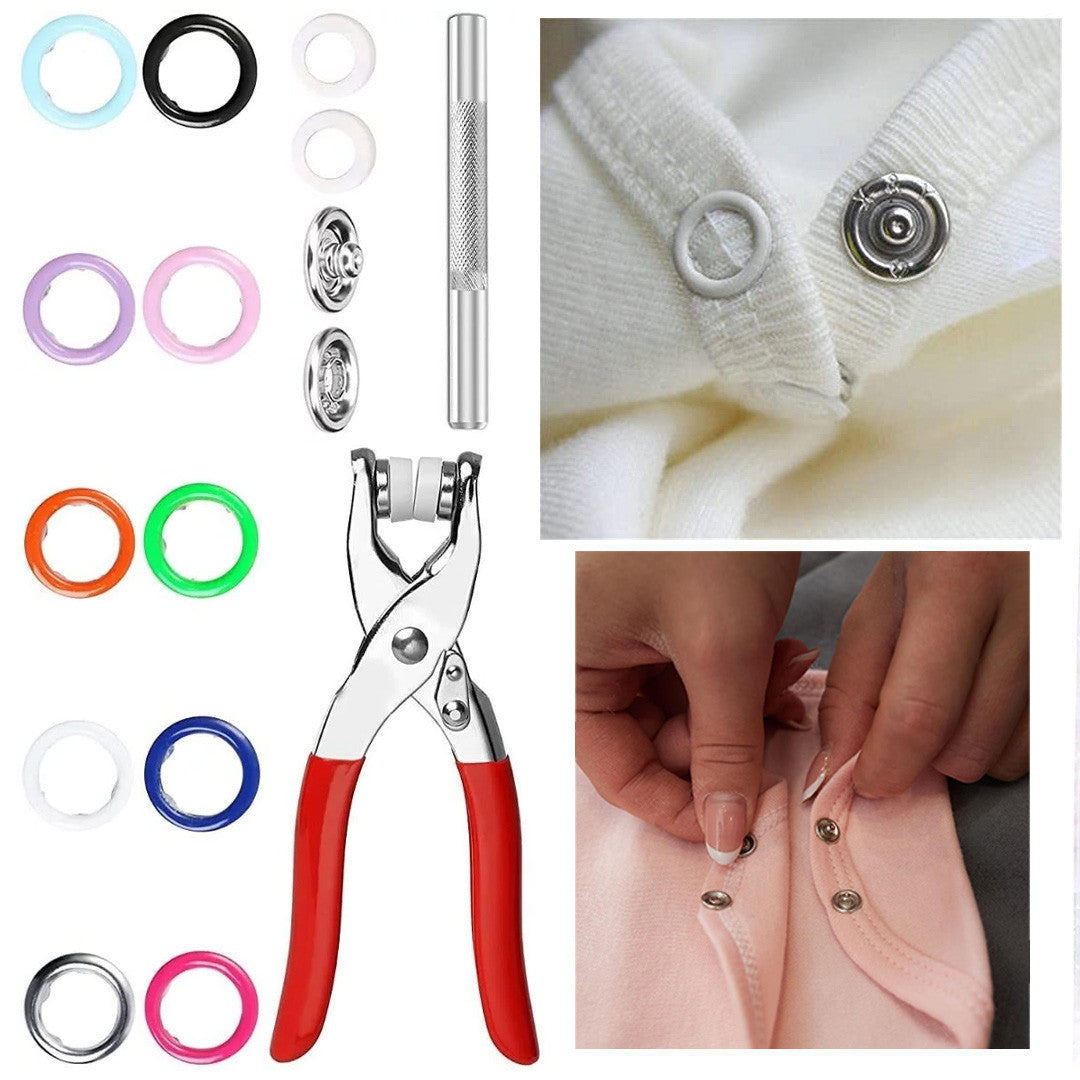 ¡Luce como un experto con cada clic! 🔩 KIT DE BROCHES DE PRESIÓN CON PINZAS Y 200 BOTONES