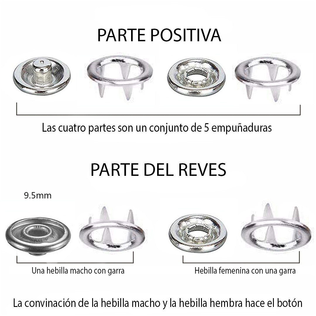 ¡Luce como un experto con cada clic! 🔩 KIT DE BROCHES DE PRESIÓN CON PINZAS Y 200 BOTONES