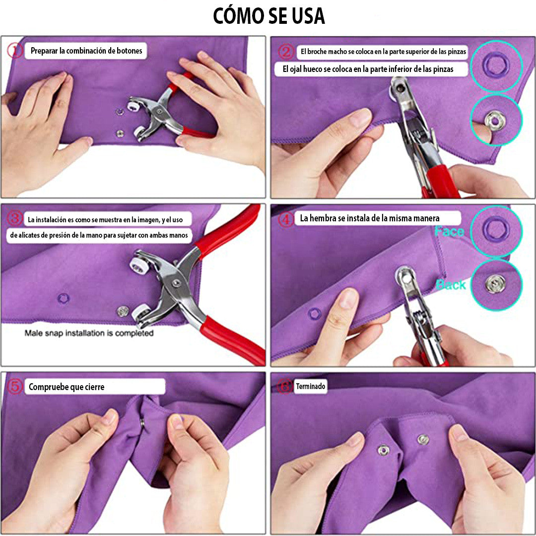 ¡Luce como un experto con cada clic! 🔩 KIT DE BROCHES DE PRESIÓN CON PINZAS Y 200 BOTONES
