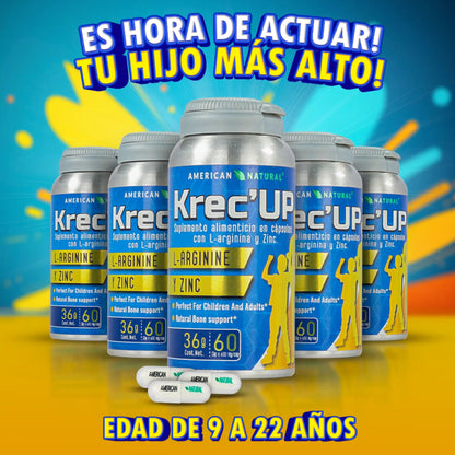 KREC’UP ORIGINAL – Suplemento Natural para Crecimiento (9-22 años) + e-Book GRATIS ~ Los 8 Secretos para Crecer