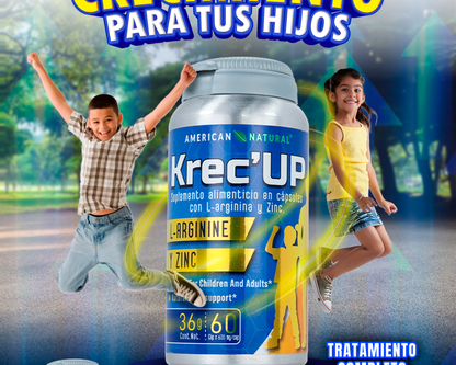 KREC’UP ORIGINAL – Suplemento Natural para Crecimiento (9-22 años) + e-Book GRATIS ~ Los 8 Secretos para Crecer