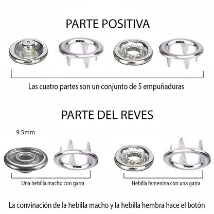 ¡Luce como un experto con cada clic! 🔩 KIT DE BROCHES DE PRESIÓN CON PINZAS Y 200 BOTONES